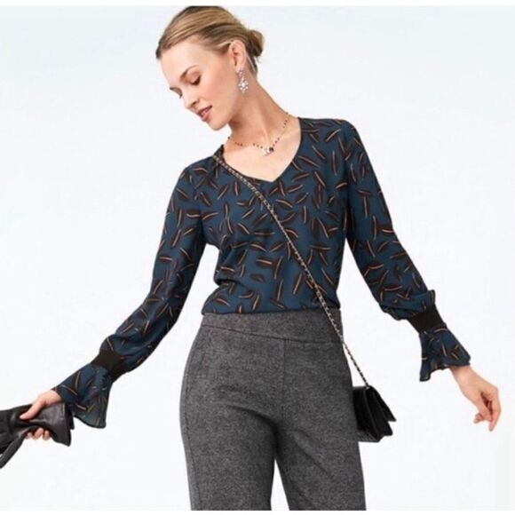 CAbi Shadow Leaf blouse style #3763 sz Small - Picture 2 of 5